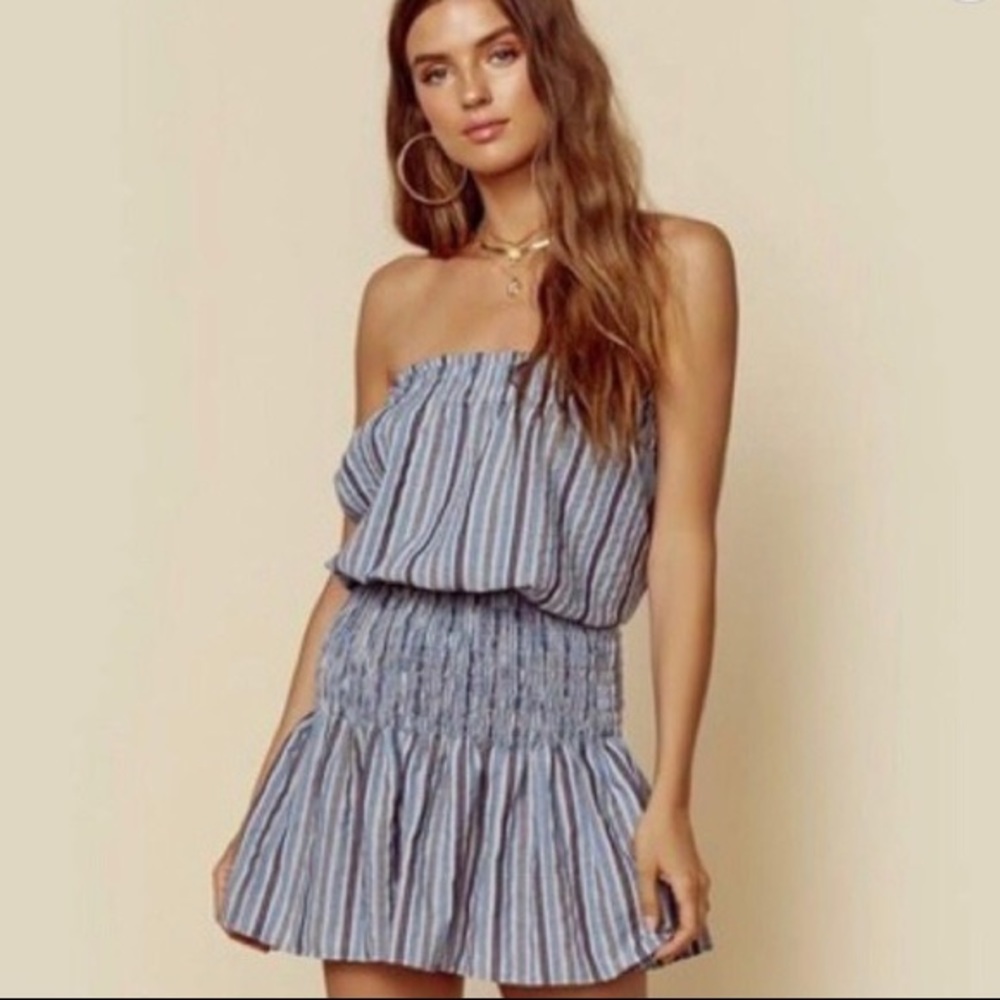 Planet Blue: Good karma strapless Smocked dress